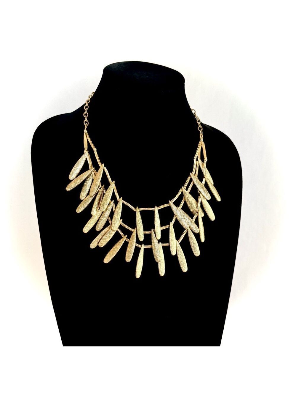 Talbots Gold Layered Leaf Statement Necklace | NEW - Picture 6 of 7